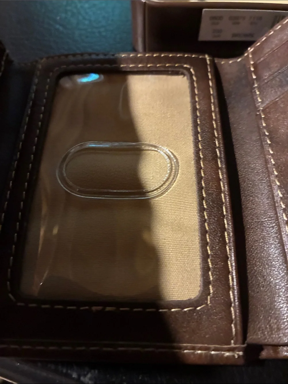 G.H. Bass & Co. Brown Leather Trifold Wallet with Contrast Stitching